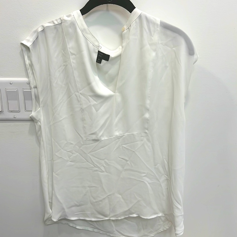 J crew white chiffon sleeveless shirt